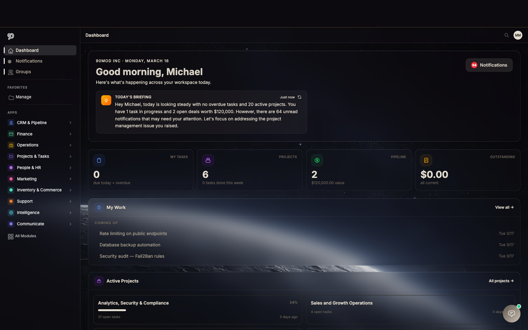 90mod platform in action — unified modules working together